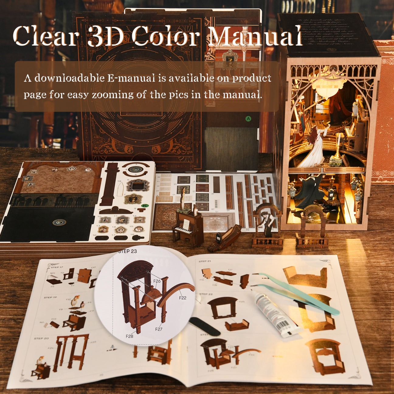 Phantom Opera Night - 3D Wooden Book Nook Kit