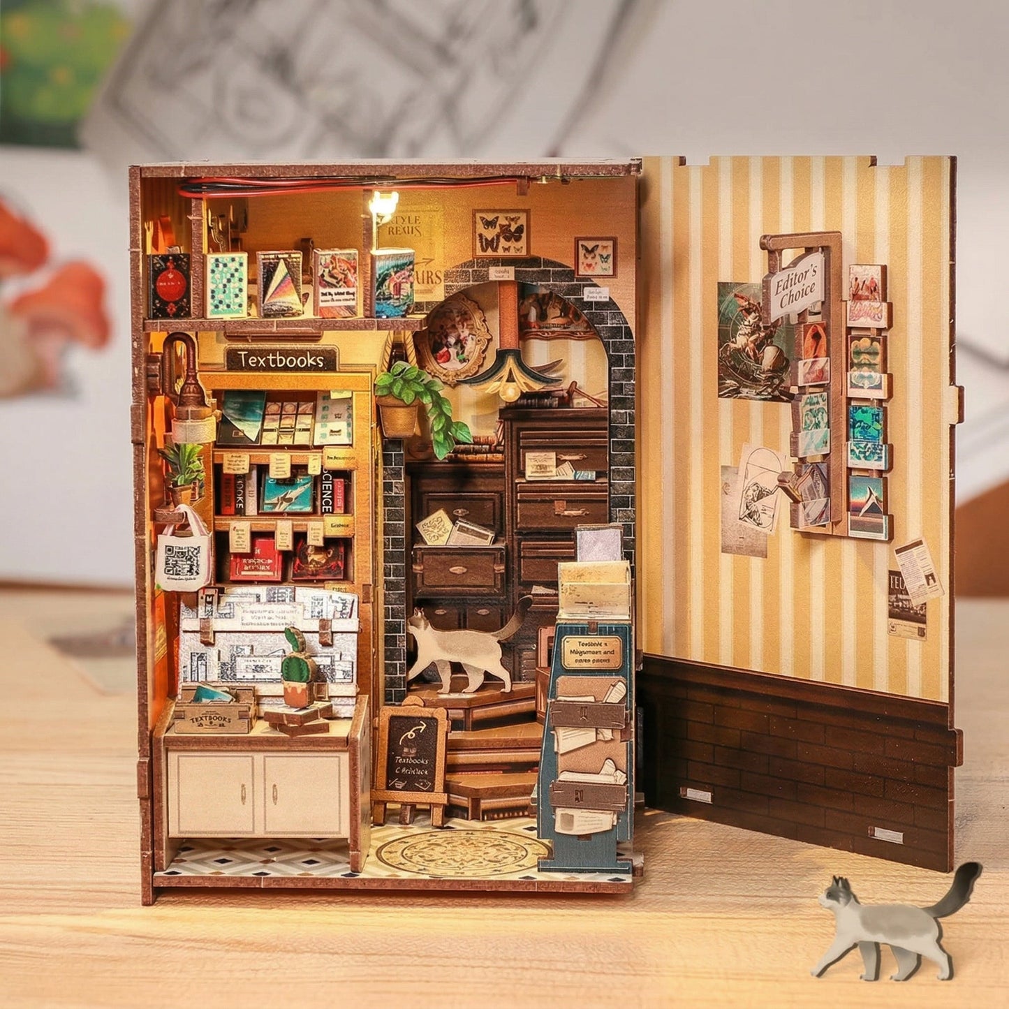 Cutebee Memories Bookshop - Miniature 3D Wooden Dollhouse Kit