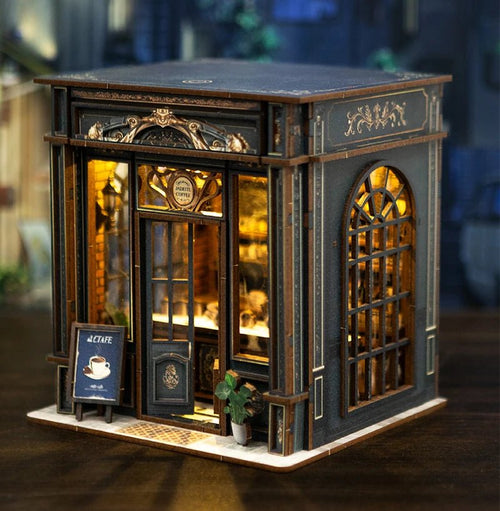 Green Crystal Coffee Shop DIY Miniature Dollhouse Kit