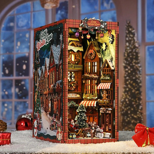 Christmas Street Corner - DIY Wooden Book Nook Kit