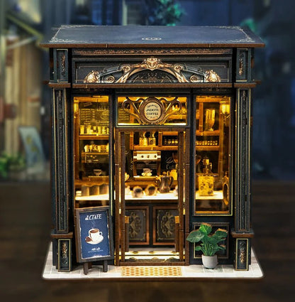 Green Crystal Coffee Shop DIY Miniature Dollhouse Kit