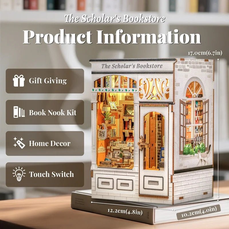 Cutebee Memories Bookshop - Miniature 3D Wooden Dollhouse Kit