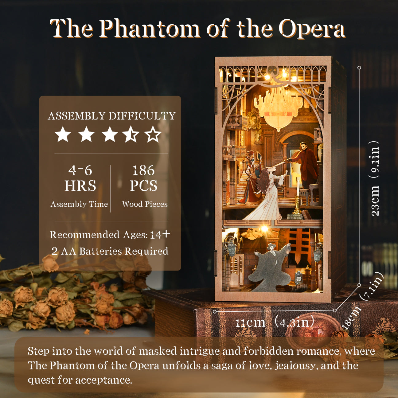 Phantom Opera Night - 3D Wooden Book Nook Kit