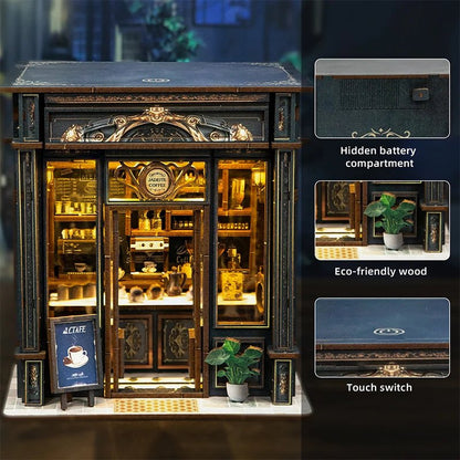 Green Crystal Coffee Shop DIY Miniature Dollhouse Kit