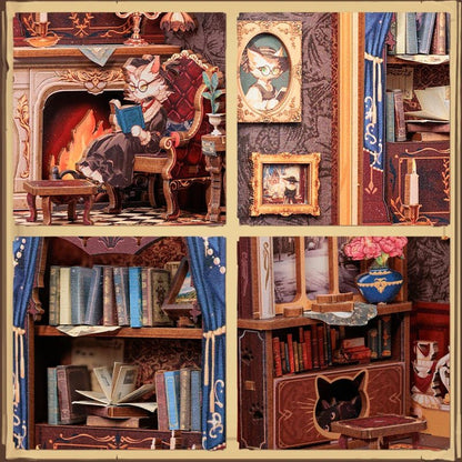 Cutebee Count Cat's Study - Diy Book Nook Kit