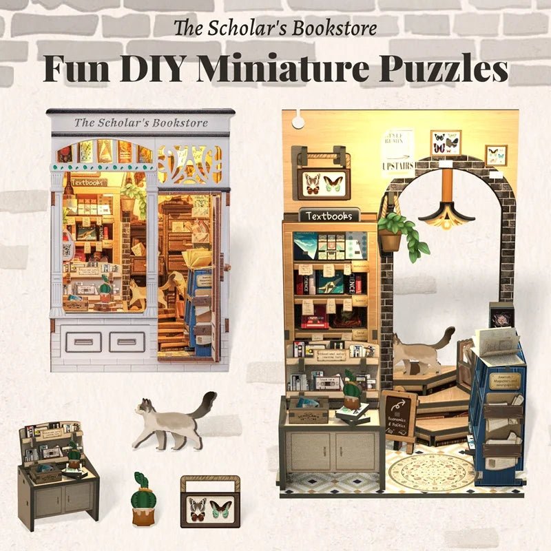 Cutebee Memories Bookshop - Miniature 3D Wooden Dollhouse Kit
