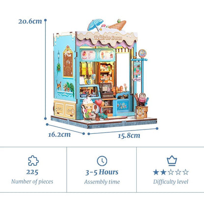Cutebee Bella's Ice Cream - DIY Book Nook Kit with LED Light
