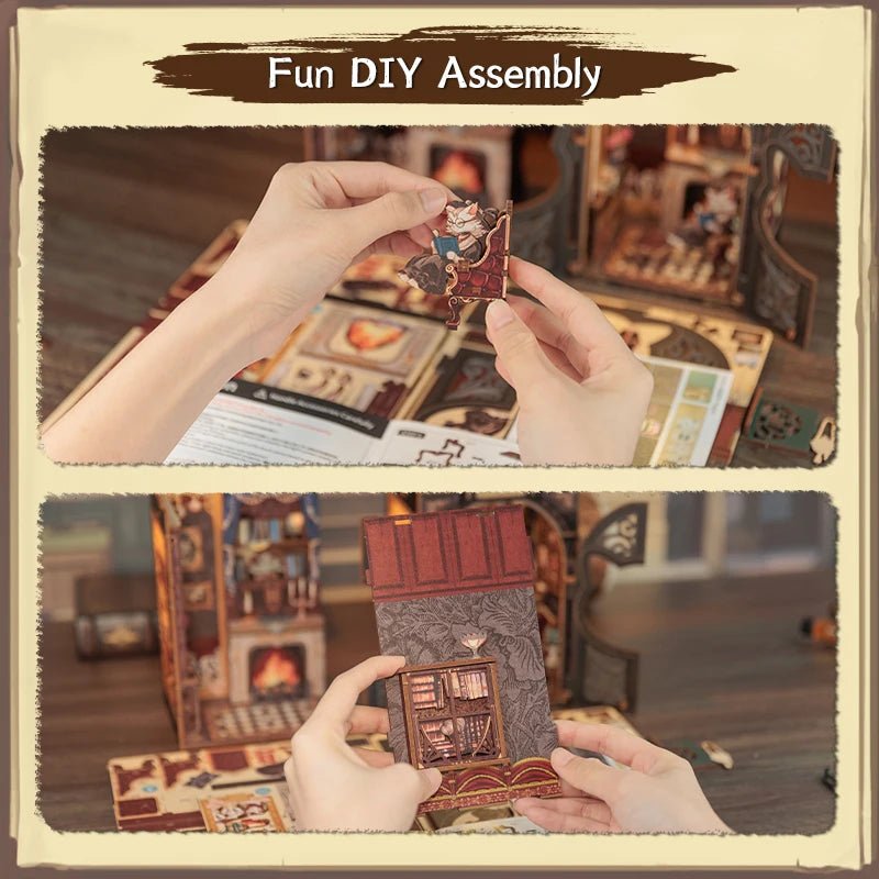 Cutebee Count Cat's Study - Diy Book Nook Kit