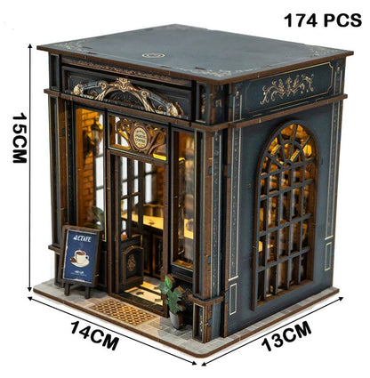 Green Crystal Coffee Shop DIY Miniature Dollhouse Kit