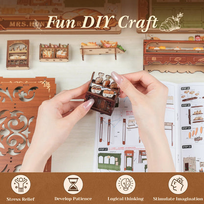 Cutebee Mrs. Hunt Bakery - 3D Wooden Book Nook Kit