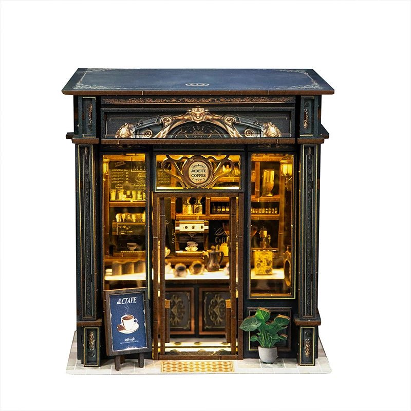 Green Crystal Coffee Shop DIY Miniature Dollhouse Kit